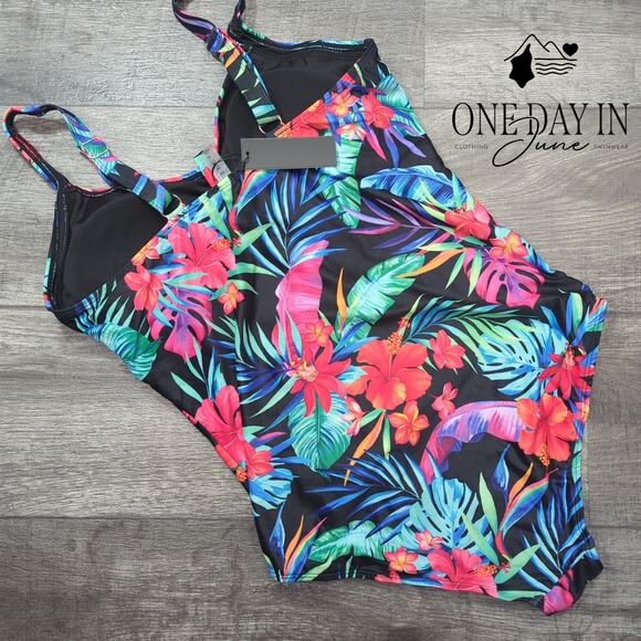 Tempt Me Tropical Tummy Control One Piece Swimsuit Size XL - Picture 5 of 5